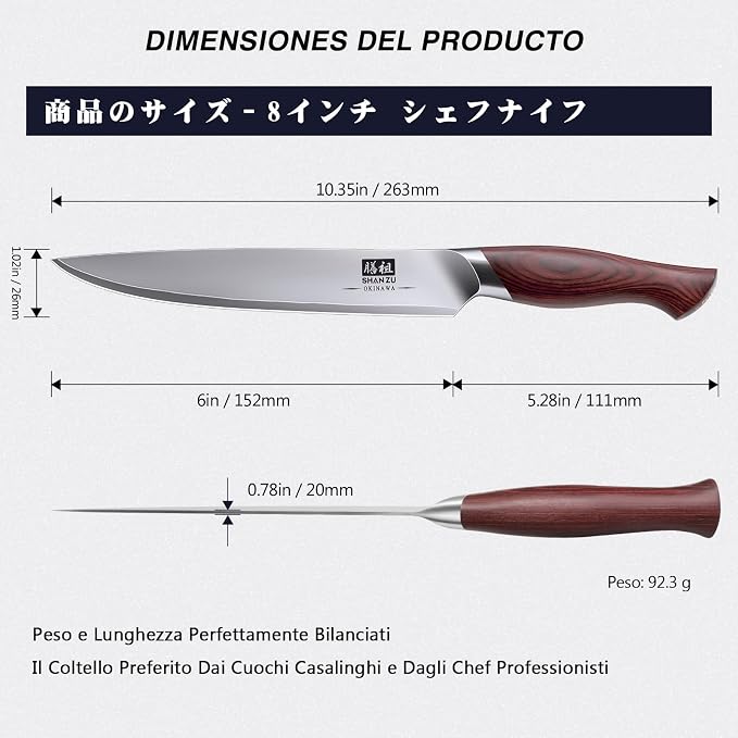 SHAN ZU 6 Inch Chef Knife, Japanese 10Cr15MoV High Carbon Stainless Steel Kitchen Knife, Multipurpose Ultra Sharp Kitchen Utility Knife with Ergonomic Pakkawood Handle