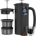 ESPRO Pro P7 French Press Stainless Steel 304 – Patented Double Walled Micro-Filter Insulated French Press Coffee Maker, Grit-Free Brew - Heat Resistant BPA Free Coffee Maker - Matte Black - 32oz