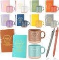 Didaey 10 Sets Employee Appreciation Gifts Set 13oz Pastel Inspirational Ceramic Coffee Mugs A6 Leather Notebooks Ballpoint Pens Bulk Thank You Gifts for Employees, Staff, Team Members
