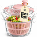 Good Grips Large 5.2 Qt Glass Salad Spinner Vegetable Dryer with Drain Dishwasher Safe with Transparent Lid Crank Handle Quick Spin Greens Washer for Lettuce Herbs Fruits Pink