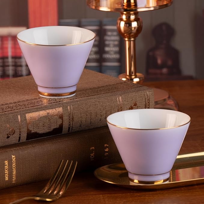 KAMMAK Ceramic Teacups - 150ml/5oz Coffee Cup - Set of 2 Hand-Painted Ceramic Cups - Small Vintage Mate Cup - Cute Mugs for Women - Ideal for Birthday, Afternoon Tea & Housewarming Gifts