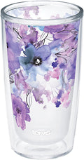 Tervis Made in USA Double Walled Watercolor Floral Purple - Crystal Insulated Tumbler Cup Keeps Drinks Cold & Hot, 16oz, Delicate Bouquet