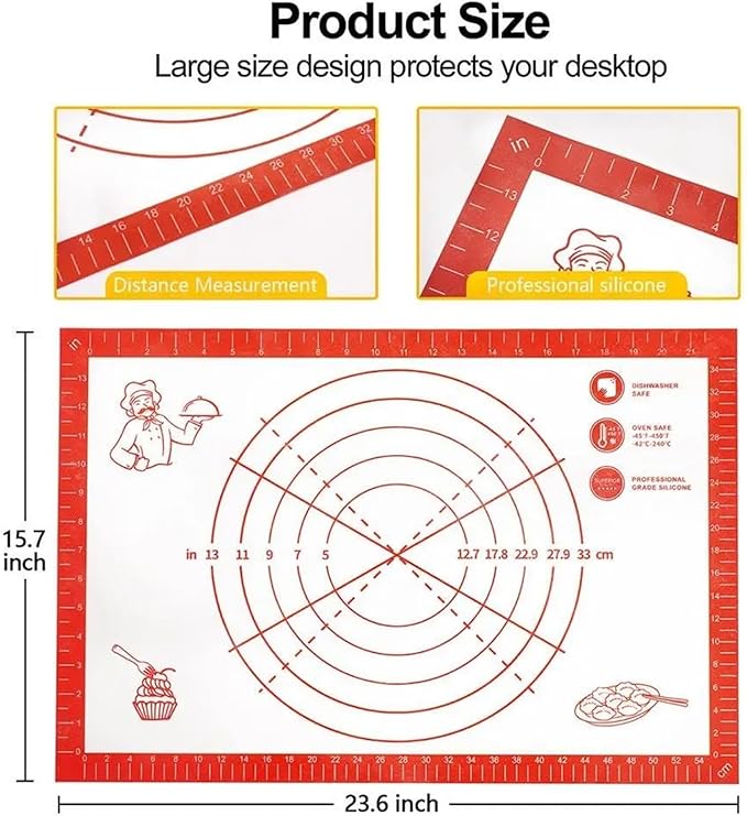 Silicone Baking Mat Rolling Kneading Board Non Stick High Temperature Resistant Pastry Dough Sheet Crust Cookie Bread Easy Clean(60x80cm)