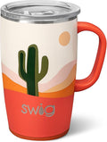 Swig Life 18oz Travel Mug, Insulated Tumbler with Handle and Lid, Cup Holder Friendly, Dishwasher Safe, Stainless Steel, Travel Coffee Cup (Boho Desert)