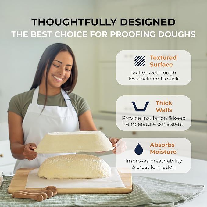 Bulka Large Oval 1kg Waffle Banneton Bread Proofing Basket Pressed Wood Pulp, Sourdough Proofing Basket – Non-Stick Brotform Sourdough Bread Baking Supplies, Made in Germany.