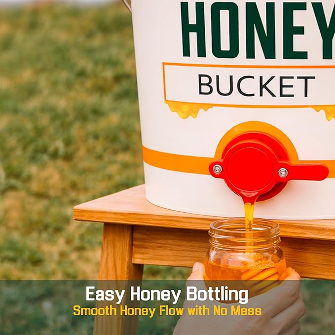 SunVara Honey Bucket with Gate 5 Gallon Kit - Stainless Steel Double Layer Strainer, Honey Scrapper Tool Beekeeping Equipment, Honey Extractor Equipment, Bee Supplies