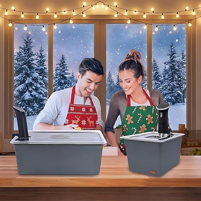 Väeske 12 + 26 QT Insulated Sous Vide Container Set with Lids & Neoprene Sleeves – Dual-Size Water Bath Containers for Precision Cooking – Compatible with Anova, Joule, Instant Pot, Nano