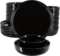 Elama Duncan 18 Piece Porcelain Dinnerware/Tableware Set, Service for 6 (Black)