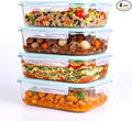 4 Pack 52oz Large Glass Food Storage Containers With Lids - Meal Prep Containers With Airtight Lid For Baking, Storing,Freezer, Dishwasher, Microwave And Oven Safe, Bpa Free（Teal）