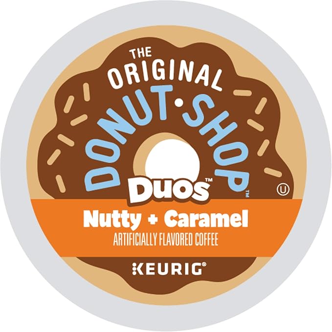 The Original Donut Shop Duos Nutty + Caramel Coffee, Keurig Single Serve K-Cup Pods, Light Roast Coffee, 60 Count, (6 Packs of 10)