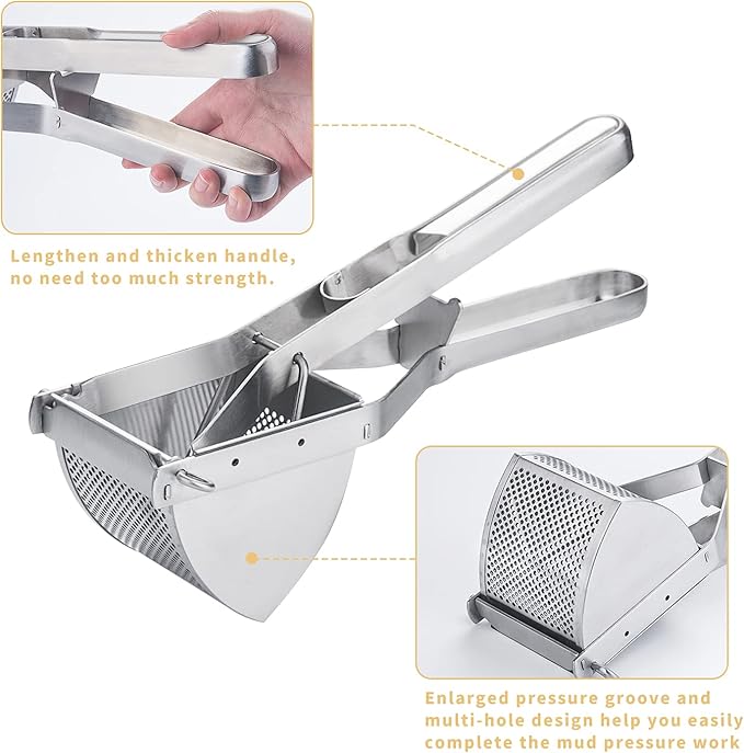 Potato Masher Choxila,[Good Grip] Potato Ricer Stainless Steel Professional Masher Kitchen Tool Fruit Press Baby Food Masher