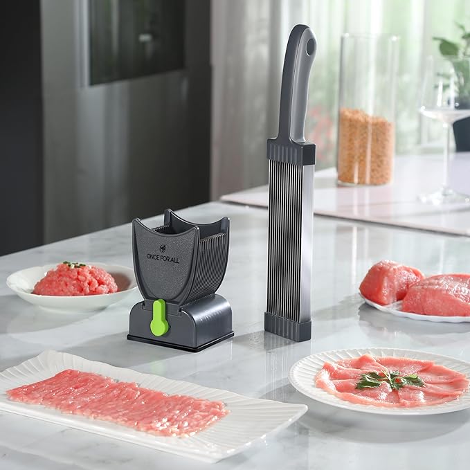 ONCE FOR ALL Fresh Meat Slicer Cleaver Kitchen Knife Set For Meat Slicing Shredding, Manual Jerky Cutter Food Slicer For Beef Pork Mutton For Home Cooking BBQ Hot Pot
