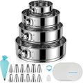 Aufind Springform Pan Set for Baking (4,7,9,10inches), 304 Stainless Steel Springform Cake Pan with Removable Bottom, Cheesecake Pan with 50PCS Parchment Paper for Pie Cake Pizza and Quiches