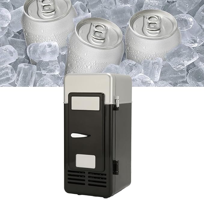Mini USB Fridge Cooler Beverage Drink Cans Cooler Warmer Refrigerator for Laptop Bedroom, Portable Cold Fridge for Soda Single Can Cooler Red USB Powered Retro Fridge Desk Office