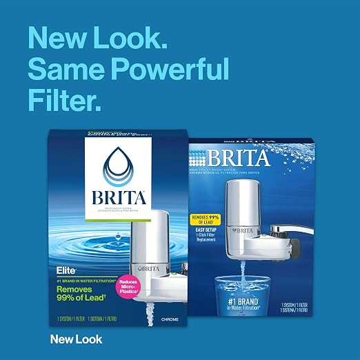 Brita Faucet Mount Water Filter System,Chrome,No-Wait Filtration,Easy Install,Multi-Use Tap Water Filter for Kitchens,Bathrooms & Small Spaces,(Pack of 4)