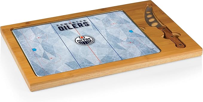 PICNIC TIME NHL unisex-adult NHL Icon Glass Top Cutting Board & Knife Set