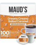 Maud's Salted Caramel Flavored Coffee Pods, 100 ct, Medium Roast Flavored Coffee in Single Serve Pods – 100% Arabica Beans, Compatible with Keurig K Cups Maker