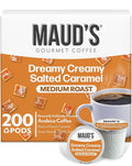 Maud's Salted Caramel Flavored Coffee Pods, 200 ct, Medium Roast Flavored Coffee in Single Serve Pods – 100% Arabica Beans, Compatible with Keurig K Cups Maker