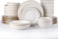 GBHOME Ceramic Dinnerware Sets, 32 pcs Embossed Elegant Stoneware Plates and Bowls Sets, Housewarming Wedding Gift | Dishwasher & Microwave Safe | Dishes Set Service for 8