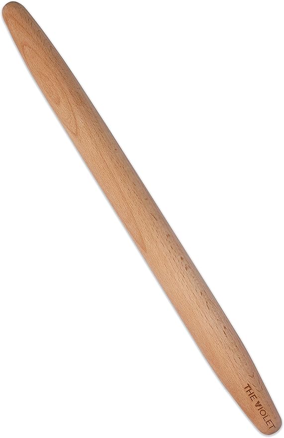THE VIOLET Wooden French Rolling Pins for Baking, Fondant, Pasta, Dough, Pastry, Pizza, Cookies, Wood Rolling Pin, 17" Tapered Design - Essential Kitchen Tools (French 17 Inch)