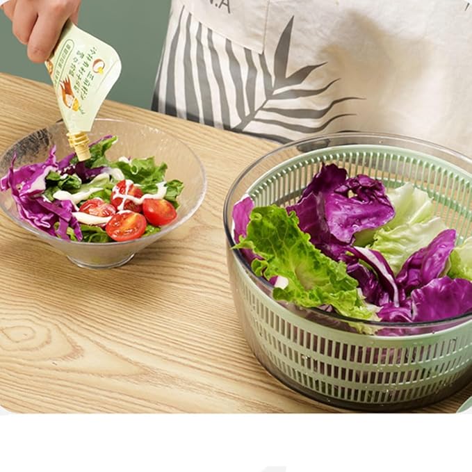 Collapsible Salad Spinner 4L - Hand Crank Vegetable & Fruit Dryer, Removable Basket for Washing, Space Saving Kitchen Storage, BPA-Free (White)