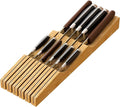 Knife Drawer Organizer Insert, Bamboo Wood Knife Holder, Knife Block Holds Up To 11 Knives