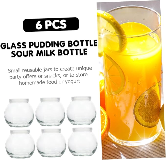 Healifty 1set Assorted Yogurt Bottles Practical Pudding Holders for Milk Juice Drinks Reusable Safe for Parties Events Easy to Clean and Stylish 6pcs