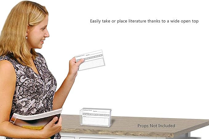 Marketing Holders 2 Pack Brochure Holder 5" Menu Display Postcard Countertop Clear Acrylic Landscape Literature and Printed Material Organizers Take One Horizontal Caddy