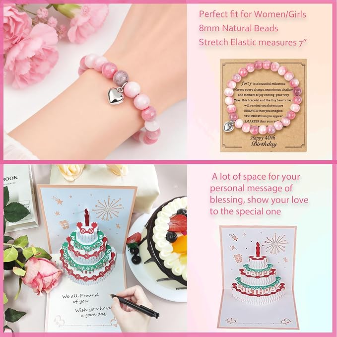 Awfrky 40th Birthday Gifts for Women, 40 Year Old Birthday Gifts for Women, 40th Birthday Gifts Basket for Best Friends Female Sister Mom Wife Daughter Her Girlfriend Coworker Bestie