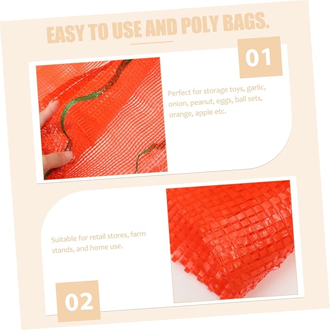 ULTECHNOVO 50pcs Mesh Tote Bag Drawstring Reusable Mesh Produce Bags Net Storage for Fruits Vegetables