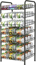 Vrisa Can Organizer for Pantry 7-tier Can Rack Organizer Metal Can Storage Dispenser Rack Holds up to 84 Cans for Canned Food Kitchen Cabinet or Pantry Shelf Black