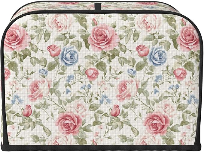 Toaster Cover 4 Slice Flower Boho Rose Floral Kitchen Small Appliance Covers with Pockets Dust and Fingerprint Protection