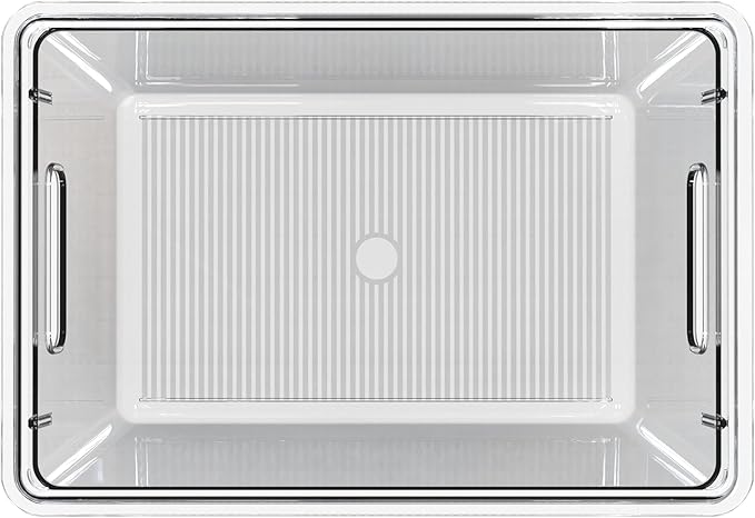 YAN & HIN 4 pcs/set Large Clear Storage Bins with Lids - Stackable, Transparent Pantry Storage with Handles - Nest Nicely for Clutter Organizer (11 "L x 7.5" W x 6.1 "H)