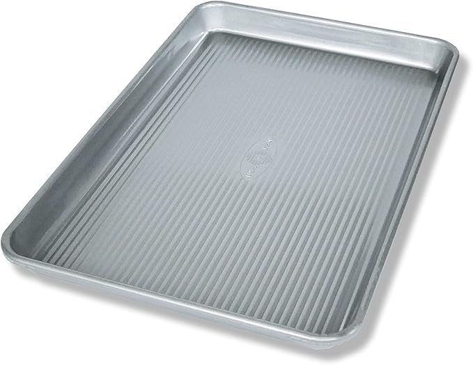 USA Pan Bakeware Jelly Roll Pan, Warp Resistant Nonstick Baking Pan & Bakeware Half Sheet Pan, Warp Resistant Nonstick Baking Pan, Made in the USA from Aluminized Steel 17 1/4 x12 1/4 x1
