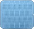 MicoYang Silicone Dish Drying Mat for Multiple Usage,Easy clean,Eco-friendly,Heat-resistant Silicone Mat for Kitchen Counter or Sink,Refrigerator or Drawer Liner Light Blue XL 18 inches x 16 inches