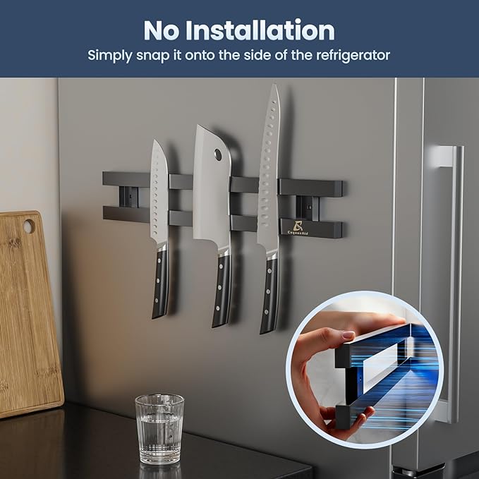 12 Inch Heavy-Duty Magnetic Knife Holder for Refrigerator, No Adhesive Tape or Screws Needed Knife Magnetic Strip for Strong Fridge Mount or Wall as Gifts for Women or Men