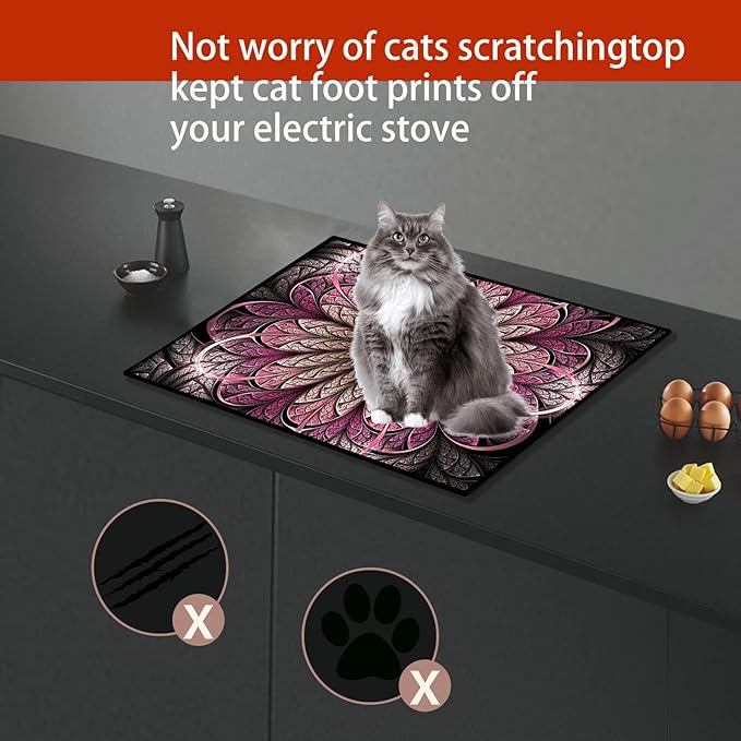 Electric Stove Cover Glass Top Stove Cover Protector Stove Top Covers For Electric Stove Flat Top Natural Rubber Anti-Slip Coating Expands Usable Space (27.9x20)