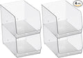 mDesign Stackable Plastic Food Storage Organizer Bin Basket with Open Front for Household Kitchen Cabinets, Pantry, Offices, Closets, Bedrooms, Bathrooms - 7.7" Wide, 4 Pack - Clear