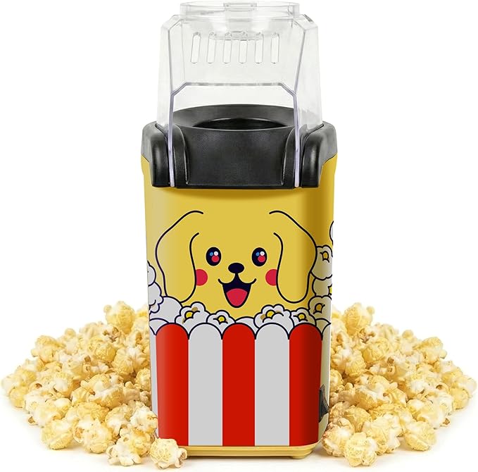 Fun Popcorn Machine Air Popper – Hot Popcorn Maker Air Popper Electric with Butter Melting Tray – Mini Electric Maker - Dog Mom Gifts for Women, Home, Kids Movie Night - Oil Free Snacks