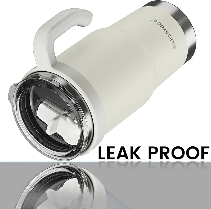 For Iced Coffee & Smoothies – Never Drink from a Moldy Lid Again: 24oz Hygienic Tumbler, 100% Leakproof Lid & Removable Foldable Spout. Reinforced Base, Fits Cup Holders-Cream