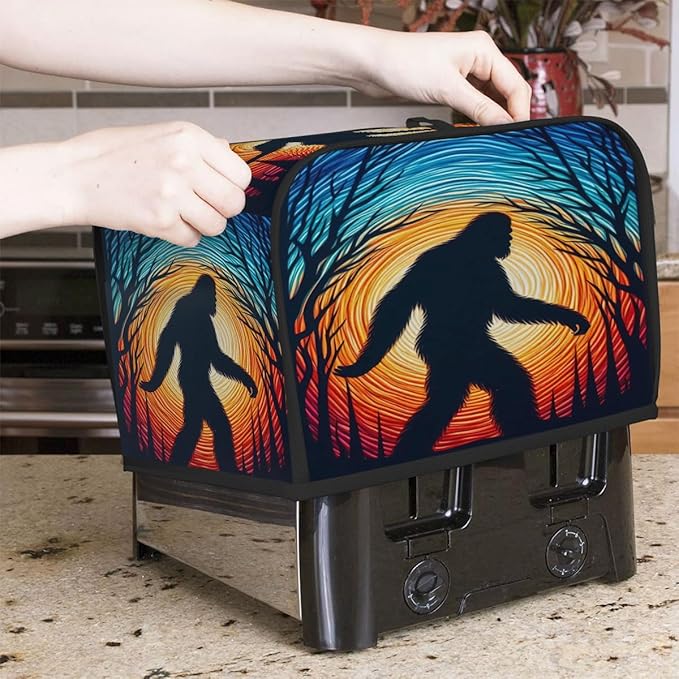 Bigfoot Abstract Color 4 Slice Toaster Cover Dust And Fingerprint Bread Maker Cover Bakeware Protector Washable Appliance Covers Kitchen Accessories For Home Kitchen Women Gift