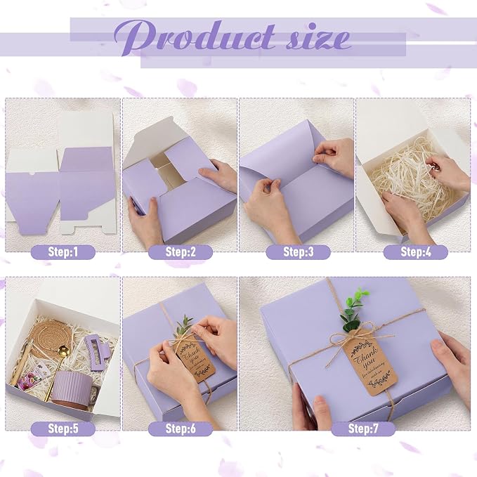 Reallnaive 61 Pcs Baby Shower Prizes for Game Winners Include Ceramic Mug Coaster Hand Cream Pen Spoon Bracelet Hair Clip Card Gift Box with Raffia for Guests Gender Reveal Bridal Shower Party(Purple)