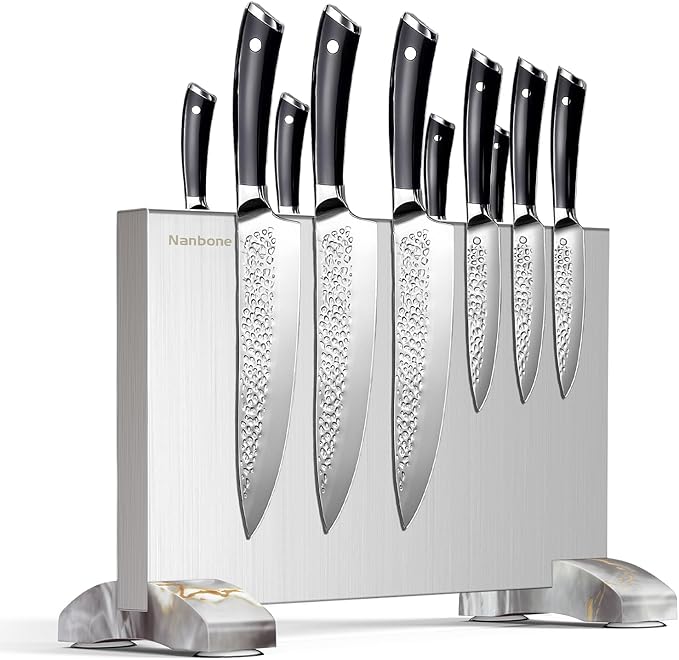 Magnetic Knife Block Stand Without Knives Double Sided Magnetic Knife Holder Rack for Kitchen Counter Stainless Steel Knife Magnetic Strip Display Stand Storage Organizer