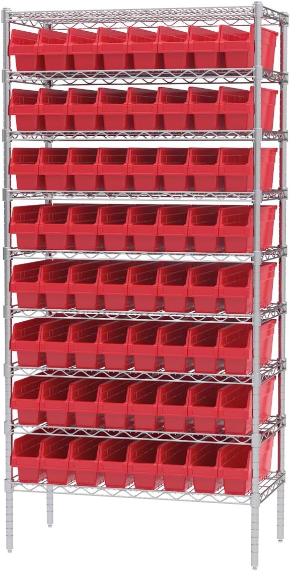 Akro-Mils Shelfmax Bins - 4-1/8"Wx17-5/8"Dx6"H - Red - Red - Lot of 8