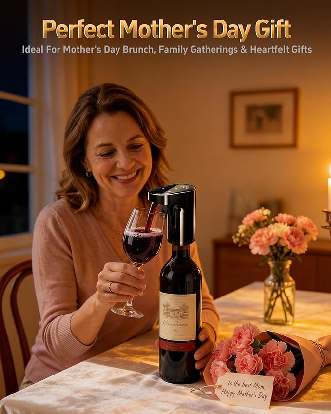 Mothers Day Gift Essential,5-in-1 Electric Wine Decanter & Smart Liquor Dispenser,Automatic Aerator&Pourer with 1-999ml Precision Dosing | Gift for Mom,Women,Dad,Wine&Whiskey Lovers,Birthday (Black)