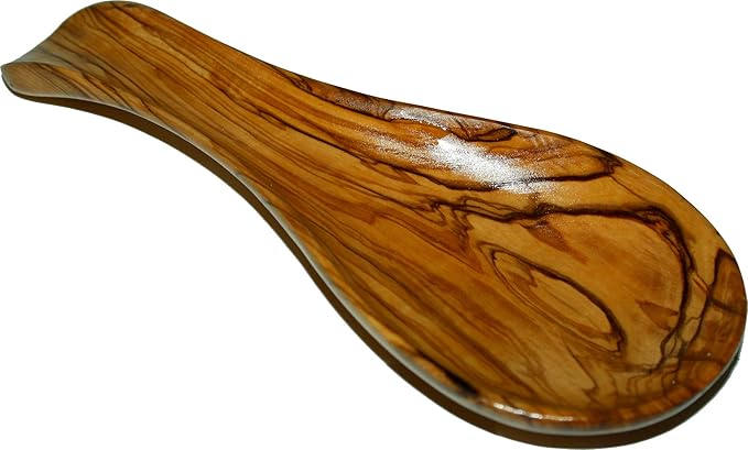 Holy Land Market Olive Wood Spoon Rest - Hand Carved Olive Wood Ladle Holder, 8.5 in x 3.5 in x 1 in, Asfour Outlet