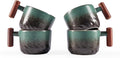 2.5oz Ceramic Espresso Cups with Wooden Handle, Small Coffee Cups Double Shot Espresso Cups Set of 4