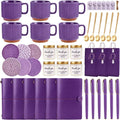 Baby Shower Prizes for Game Winners Baby Shower Games Prizes Ceramic Mugs with Metal Spoons Woven Coasters Notebooks Scented Candles Gift Bags Wedding Bridal Shower Favors for Guests (6, Purple)