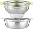 Colander Stainless Steel Microporous, 4QT Large Capacity Rice Strainer with Mixing Bowl, Rice Washing Bowl Set with Handle, Food-Grade Strainers and Colanders for Kitchen, Dishwasher Safe