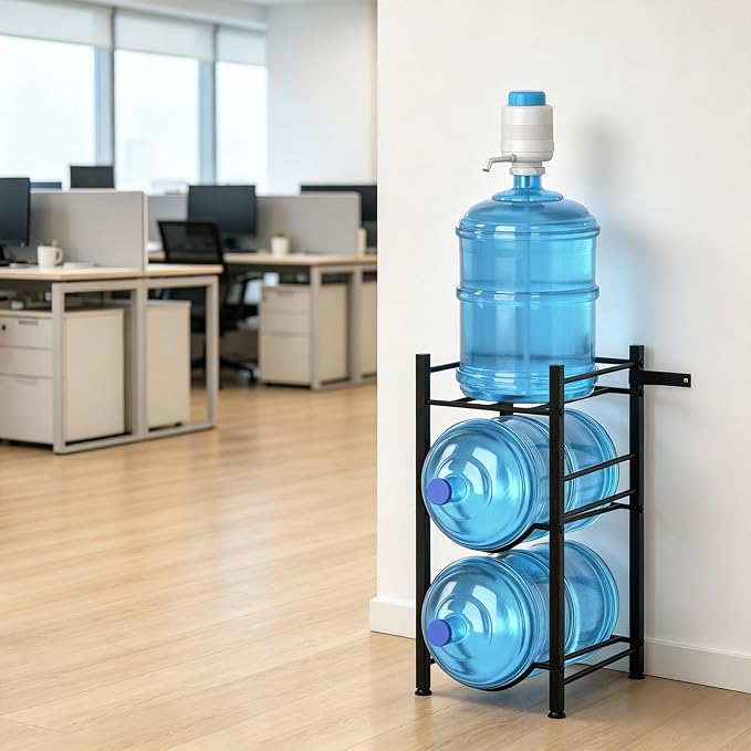 Small 5 Gallon Water Jug Holder, 3 Tier Water Jug Stand Holder with 1 Dispenser Valves, 5 Gal Water Bottle Storage Rack Organizer for Kitchen, Office, Garage
